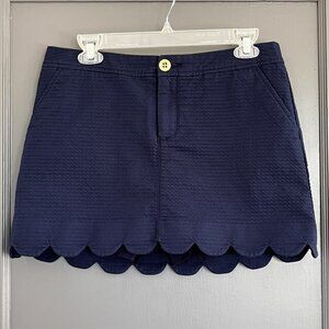 Lilly Pulitzer Colette Skort Navy Scalloped Edge Textured Size 6 Skirt Active